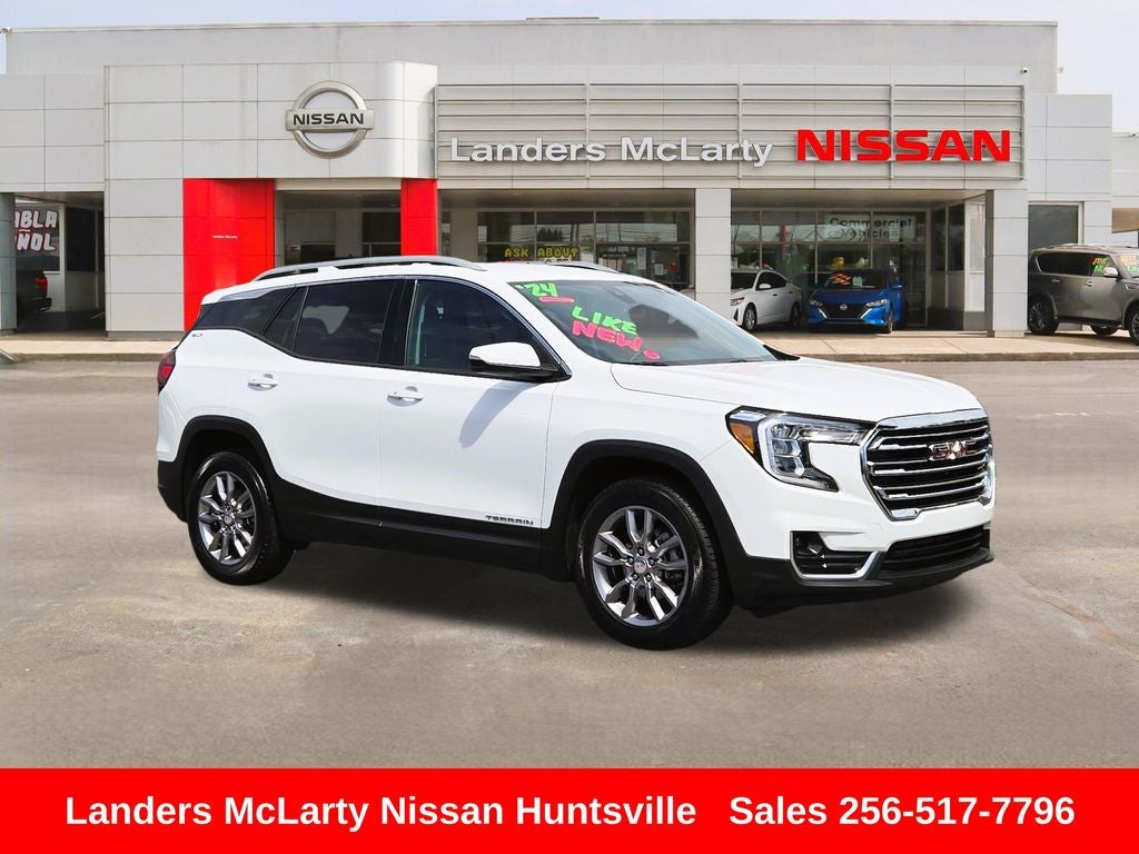 2024 GMC Terrain SLT in Summit White — front three-quarter view