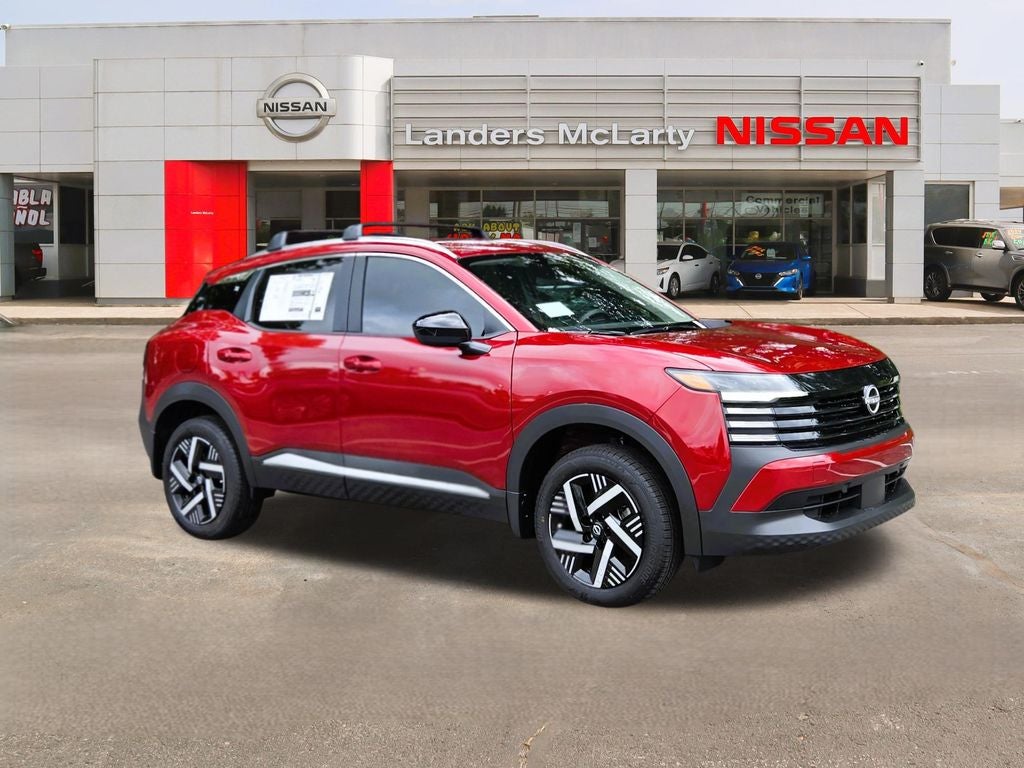 2026 Nissan Kicks SV in Scarlet Ember Tintcoat — front three-quarter view
