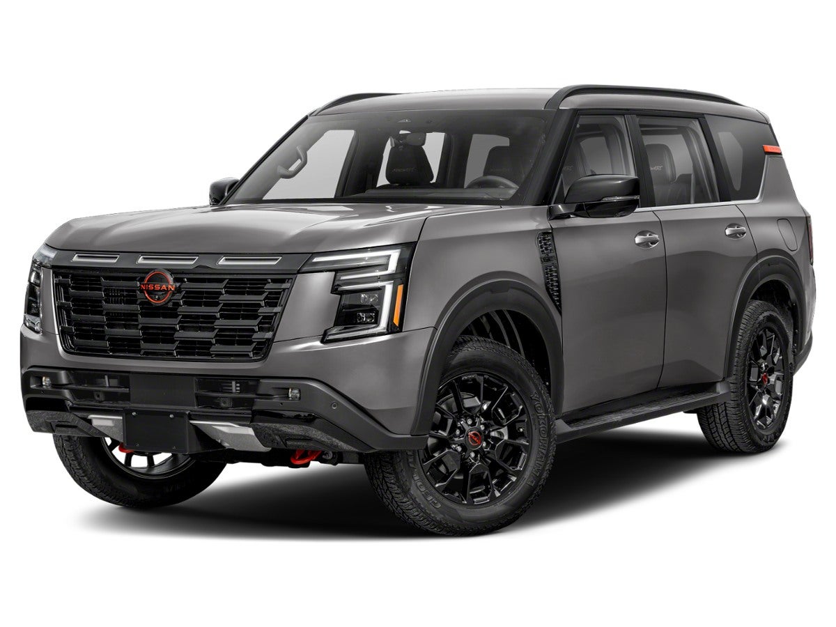 2026 Nissan Armada PRO-4X in Super Black — front three-quarter view