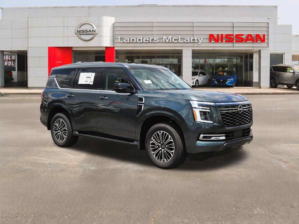 2026 Nissan Armada Platinum in Alpine Metallic — front three-quarter view