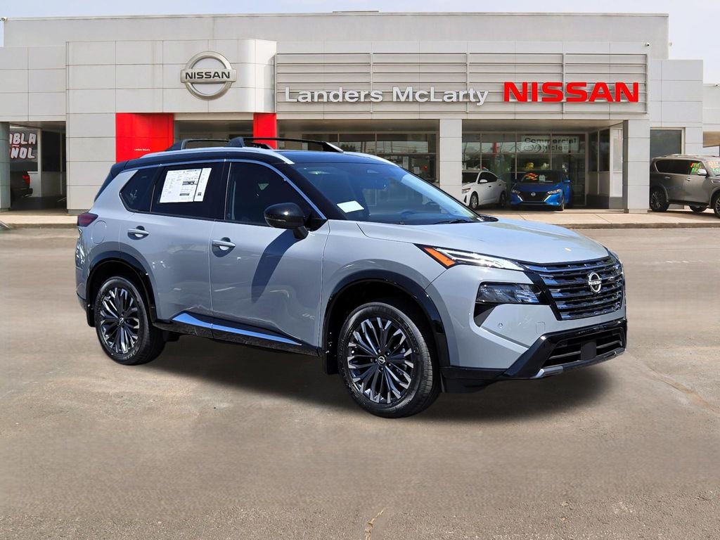 2026 Nissan Rogue Platinum in Boulder Gray/Super Black — front three-quarter view
