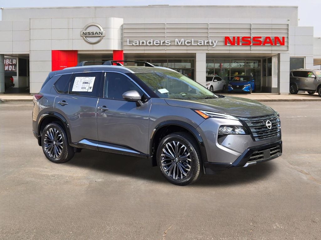 2026 Nissan Rogue Platinum in Boulder Gray/Super Black — front three-quarter view