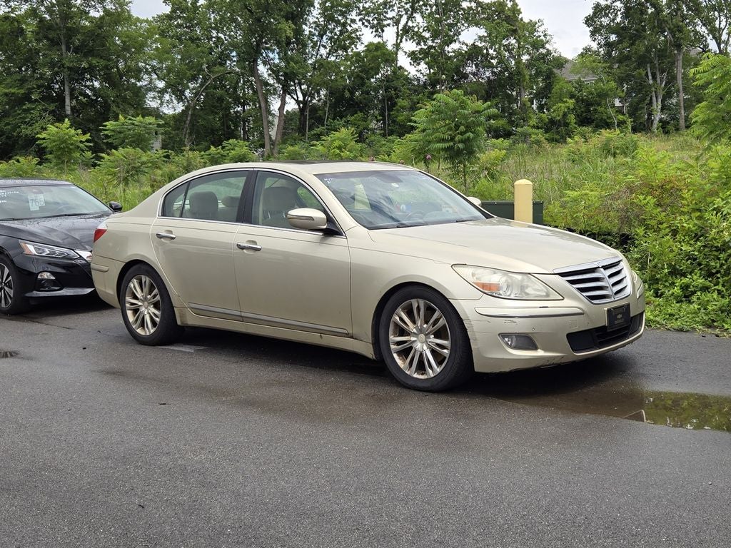 2010 Hyundai Genesis 4.6 in Champagne Beige Metallic — front three-quarter view