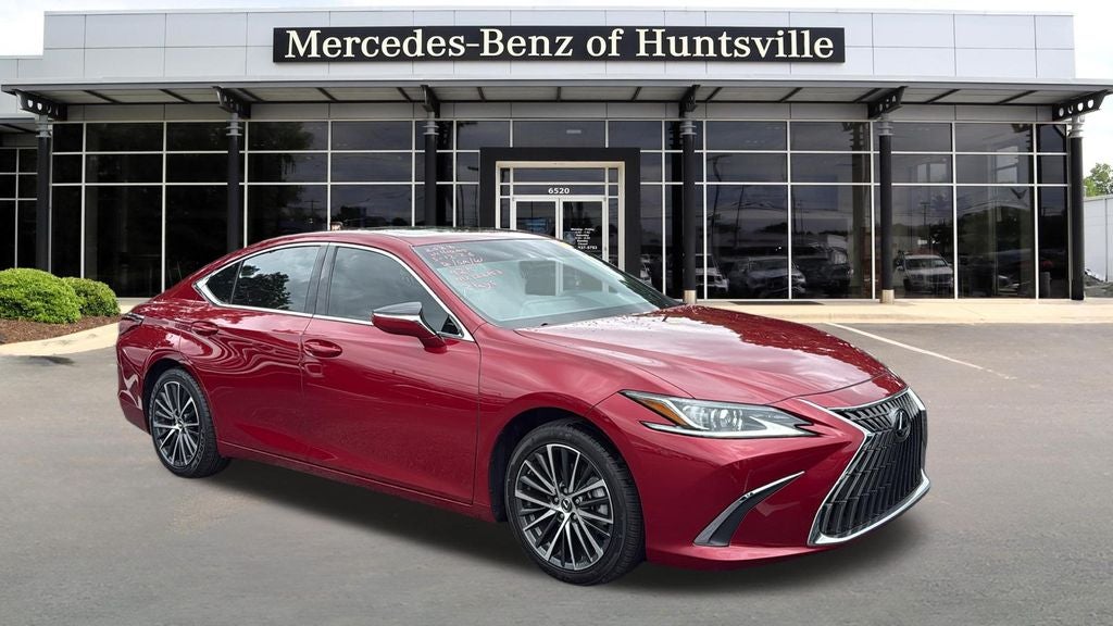 2022 Lexus ES 350 in Matador Red Mica — front three-quarter view